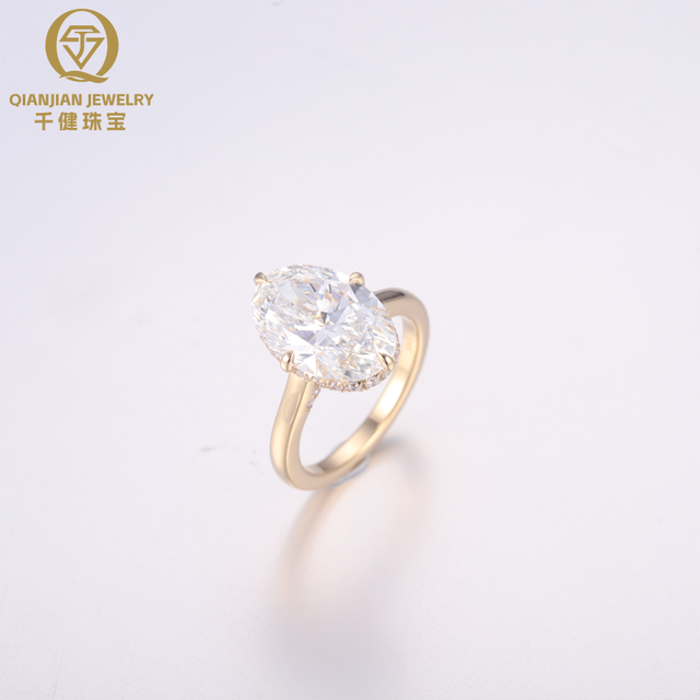 CVD Oval Cut VVS Lab Grown Diamond Jewelry Rings 10k 14k 18k Gold Solid Custom for Women Men Engagement with Igi Certification