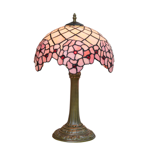 12 "Tiffany Vitrail Lampe De Table Jardin Américain rose Fleur De <span class=keywords><strong>Cerisier</strong></span> Chambre Chevet Romantique Lampe De Bureau - Product Image 2