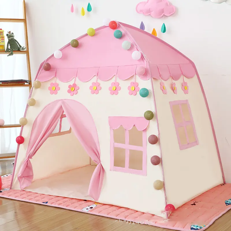 Kinder zelt Baby Prinzessin Spiel Kinder Geburtstags geschenk Rosa Blumen Tipi Haus Schloss im Freien spielen Kinder zelte Indoor Playhouse