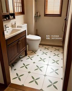 กระเบื้องปูพื้นพอร์ซเลนเต็มแผ่นขนาด 300x300 มม. ดีไซน์แบบชนบท ผิวด้าน สีขาวเขียวอ่อน ความสดใสสูง ไม่ทำให้ห้องดูน่าเบื่อ - Product Image 5