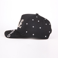 Gorra de Béisbol Bordada de 5 Paneles con Forro de Satén y Gamuza, Personalizada de Fábrica al por Mayor, Gorra Deportiva para Hombre con Logotipo de Diamantes de Imitación