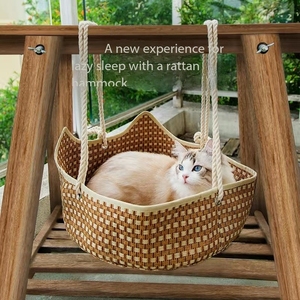 <span class=keywords><strong>Lit</strong></span> de chat de style moderne fait à la main confortable coussin de <span class=keywords><strong>lit</strong></span> de balançoire de hamac en rotin frais avec conception ouverte pour le printemps été - Product Image 2
