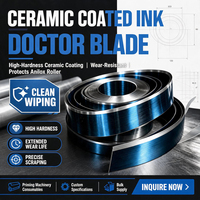 Lame de doctoring en céramique à revêtement bleu ou doré, longue durée de vie, largeur 0,15/0,2 mm, en rouleau, pour impression flexographique et offset, OEM ODM