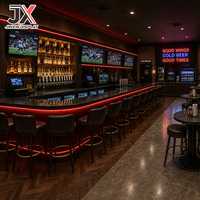 Solution de mobilier sur mesure pour bars sportifs : comptoirs de pub vintage, présentoirs à vin, banquettes, tables et chaises, armoires