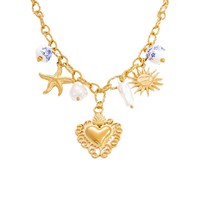 Collier pendentif cœur en acier inoxydable plaqué or 18 carats avec zircon imitation perle, élégant, minimaliste, chaîne superposable, luxe pour femmes, DIY