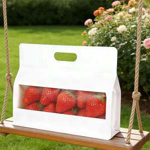 Bolsas de Papel Kraft Blancas Personalizables con Asas Troqueladas y Ventanas Transparentes, Ideales para Empacar Frutas y Postres - Product Image 3