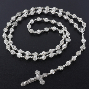 Collar <span class=keywords><strong>de</strong></span> <span class=keywords><strong>Rosario</strong></span> con Colgante <span class=keywords><strong>de</strong></span> Cruz Personalizado al por Mayor, Joyería Religiosa Cristiana Multicolor con Cuentas <span class=keywords><strong>de</strong></span> Diamantes <span class=keywords><strong>de</strong></span> Imitación - Product Image 6
