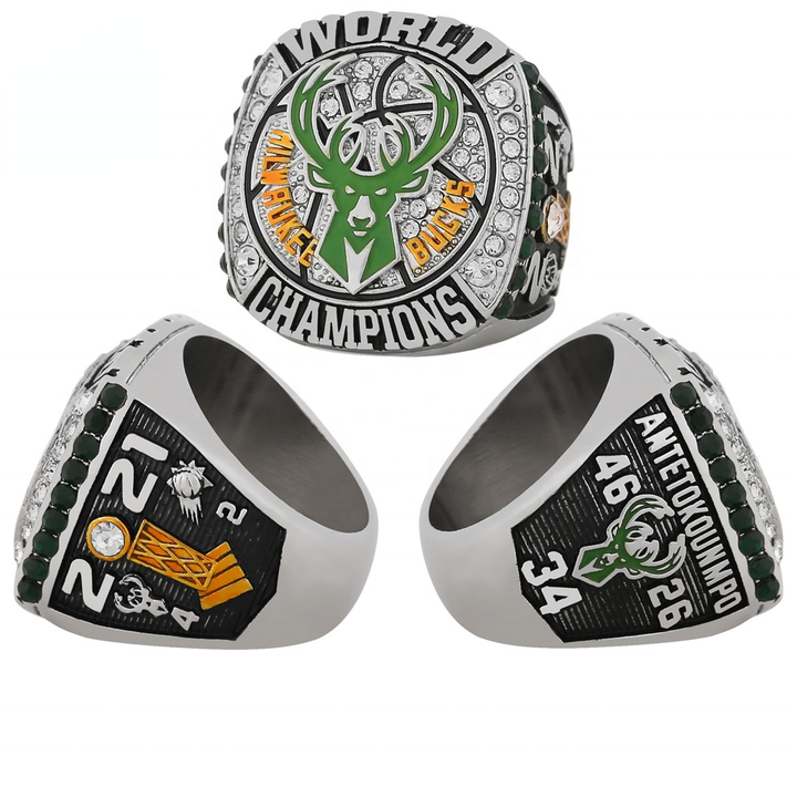 New 2021 Nb a Milwaukee Bucks Basketball Championship Men's Ring