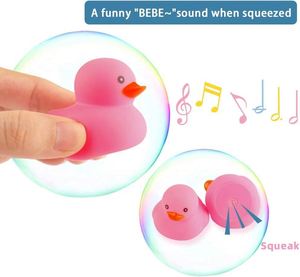 Custom Logo <b>Pink</b> Rubber Ducks Sand Playing Tool for Infants Toddlers Baby Shower Carnival Decorations Small 2 Inch - Product Image 2