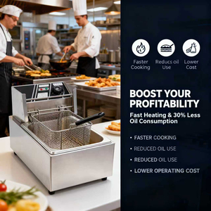 <span class=keywords><strong>Friteuse</strong></span> Électrique 6L en Stock avec Paniers Amovibles, Réservoir d'Huile Amovible, Température Réglable, <span class=keywords><strong>Friteuse</strong></span> de Comptoir pour Poulet, <span class=keywords><strong>Friteuse</strong></span> à Bas Prix - Product Image 2