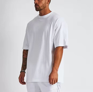 Luxury Drop Shoulder T-shirts Custom Brand Plain Oversized Blank Loose Fit White Cotton <b>Tshirt</b> Men Polyester - Product Image 3