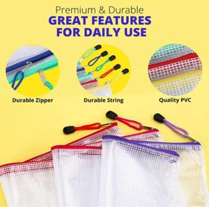 Nhựa Ví 10pcs A3 Zip khóa túi lưới tài liệu Ví tài liệu thư mục nhựa túi dây kéo tập tin Ví - Product Image 4