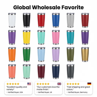 20oz Toz Boyalı Çift Cidarlı Vakumlu Yalıtımlı Bardak Özel Logo OEM Toplu Kahve Kupası Toptan FDA Onaylı Seyahat Kupası