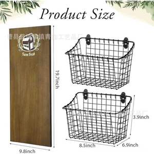 Wooden Wall Mounted Fruit <b>Storage</b> <b>Basket</b> Double Layer Wrought Iron Rack For Kitchen Vegetables And Fruits <b>Large</b> Capacity - Product Image 4