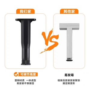 Soporte de patas de cama ajustable en altura Xinjunye, patas de plástico negras para muebles con tuerca de fijación para estabilidad del marco de la cama - Product Image 2