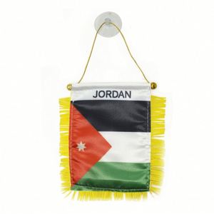 Bandera Personalizada de Satén JORDAN, Mini Bandera para Auto con Borlas Amarillas - Product Image 1
