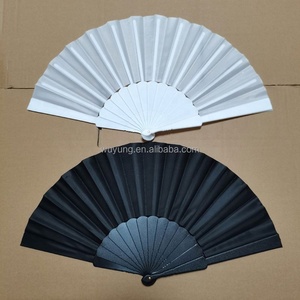 Ventilador plegable de mano de bambú blanco y negro, ventilador chino, tela Oriental, música hecha a mano, fiesta de baile Natural, regalos de boda - Product Image 1