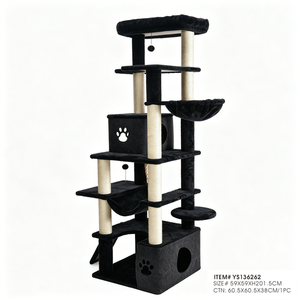 <span class=keywords><strong>Arbre</strong></span> <span class=keywords><strong>à</strong></span> <span class=keywords><strong>chat</strong></span> multi-niveaux de 201,5 cm avec grand condo, <span class=keywords><strong>hamac</strong></span>, griffoir et perchoir supérieur – Tour <span class=keywords><strong>pour</strong></span> chats multiples - Product Image 1