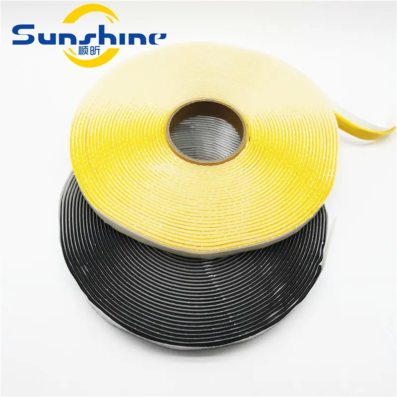 3mm*12mm*15m black/Yellow color high temp resistant butyl sealing tape tacky tape