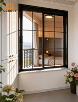 Ventanas Corredizas Francesas de Aluminio con Doble Acristalamiento, Ventana Corrediza de Vidrio con Rejilla Impermeable y Resistente al Viento para Casas