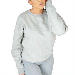 Sweat-shirts à capuche amples et respirants pour femmes, avec logo personnalisé brodé, unisexe, en molleton surdimensionné à col rond - Product Image 2