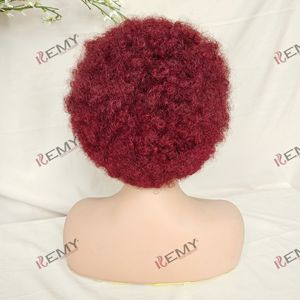 Perruque KEMY HAIR 99J Afro Kinky Curly Brésilienne 100% <span class=keywords><strong>Cheveux</strong></span> Humains Vierges <span class=keywords><strong>Courte</strong></span> <span class=keywords><strong>pour</strong></span> <span class=keywords><strong>Coupe</strong></span> Pixie Dentelle Transparente Noire <span class=keywords><strong>pour</strong></span> Femmes - Product Image 3