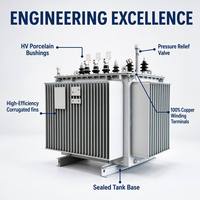 Transformateur de distribution d'énergie triphasé immergé dans l'huile Wanbo-265 à économie d'énergie S13 10kV 100kVA à enroulement en cuivre