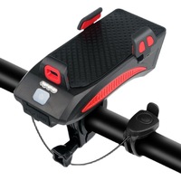 Phare de vélo PTGE à LED rechargeable, lampe torche puissante, klaxon électrique, support de téléphone portable, accessoires pour la conduite nocturne