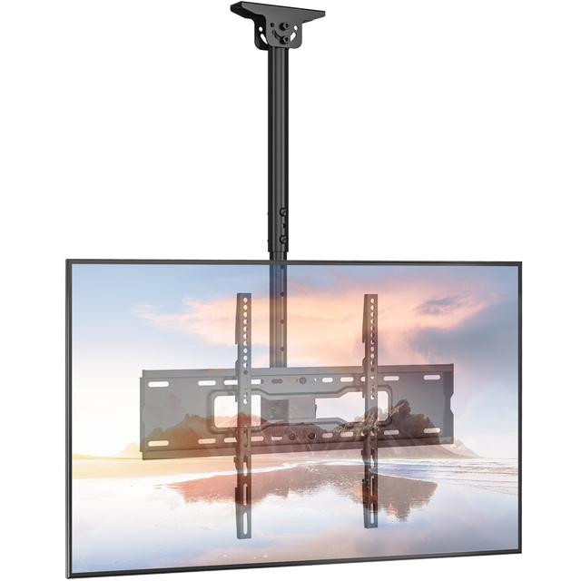Premium Steel Ceiling TV Mount 32-75 Inch Screens/VESA 600x400 360 Swivel 5-20 Tilt 40kg Capacity Height Adjustable