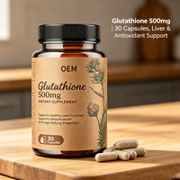 Capsules de glutathion 500 mg, soutien de la fonction hépatique, formule de détoxication, 30 unités