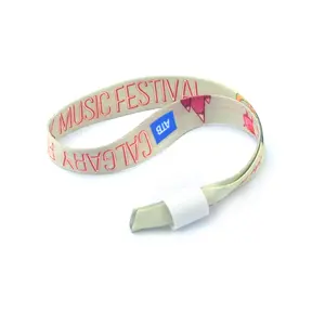 פסטיבל פוליאסטר סובלימציה מותאם אישית ארוג צמיד כותנה מסיבת ארוג מותאם אישית Wristbands