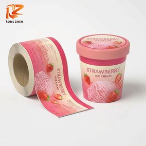 Étiquette en rouleau rectangulaire en papier auto-adhésif pour crème glacée à la fraise RONG ZHEN, imperméable, écologique, résistante à la chaleur, pour emballage - Product Image 1