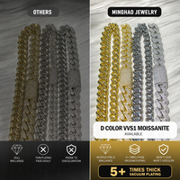 Collier Hip Hop 17mm Iced Out Cuban Link en Laiton avec Zircon Cubique 5A et Moissanite pour Grossistes de Marques, Longueur Personnalisée, Vente Directe Usine