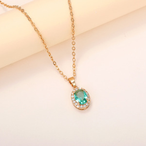 Collana con Ciondolo in Pietra Verde-Blu per Donne, Stile Vintage, Gioielli alla Moda per Uso Quotidiano, Regalo - Product Image 4