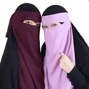Syal wanita Muslim Niqab, masker penutup wajah Jilbab Nida satu lapis berongga kualitas tinggi