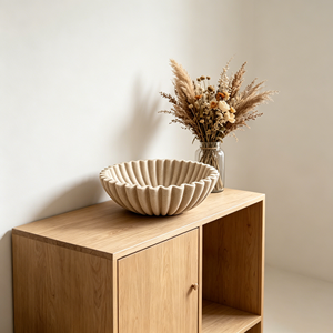 Ciotola portaoggetti in resina beige con bordo ondulato, vassoio da appoggio, organizer per cianfrusaglie, piatto decorativo da appoggio, ciotola decorativa multiuso - Product Image 5
