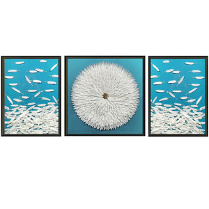 Hongzun Feather <b>Wall</b> Art 3D Solid Material Rectangle Single <b>Frame</b> Modern Decor For Living Room Bedroom Study - Product Image 5