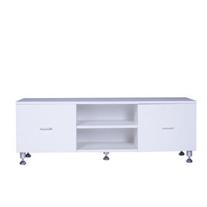 Mueble de TV Moderno de Madera de Abedul Blanco, Diseño de Panel para Sala de Estar con Altura Ajustable para <span class=keywords><strong>Televisores</strong></span> de 65+ Pulgadas, Muebles para el Hogar - Product Image 2