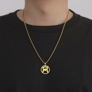 Stainless Steel Sports Pendant Necklace - Baseball, Basketball, Football & Volleyball Pendants - Hollow Designs for <b>Men</b> - Product Image 4