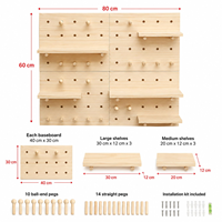 QM Lujo Portátil Tablero de Pared de Madera para Manualidades, con Clavijeros y Pernos, Estante Modular de Exhibición para el Hogar