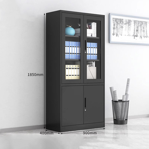 Đen giá rẻ trường văn phòng phòng thí nghiệm cửa kính thép cuốn sách lưu trữ tập tin tủ - Product Image 1