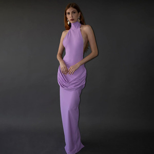 Vestido de Noche Estilo Europeo Americano Sin Espalda, Bloques de Color Blanco y Negro, Capa Transparente, Casual, para Banquete y Fotografía Urbana - Product Image 4