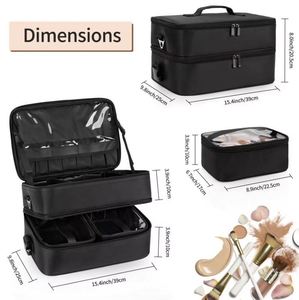Free Sample Large Cosmetic Travel <b>Case</b> Double Layer Large <b>Makeup</b> Bag Waterproof <b>Makeup</b> Artist Storage Box - Product Image 4