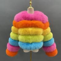Blouson de luxe en fourrure arc-en-ciel pour femme, mode hiver 2022, Design exclusif
