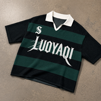 Pull en tricot à col rayé décontracté personnalisé, maillot de rugby, maillot de football, polo pour homme