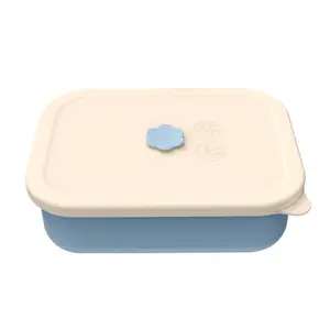 Kotak makan siang silikon 4-kisi kualitas tinggi minimalis Modern bebas BPA kotak makan siang tahan suhu tinggi untuk pekerja kantor