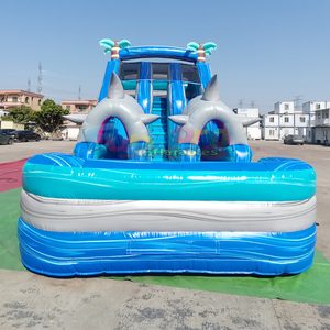 Dual lane shark water slides inflatable for kids and adults tobogan acuatico hinchable giant bounce house - Product Image 1