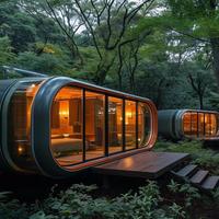 Petite maison moderne Maisons préfabriquées 20ft/40ft 3 chambres Caravane flottante Bureau Pod de couchage Architecture moderne préfabriquée