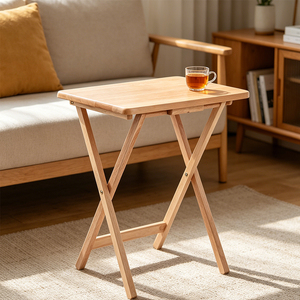 Woonkamer Draagbare 2 Opvouwbare Snacktafels Houten Meubilair Snacktafelset Koffietafel - Product Image 1