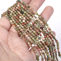AsVrai U manik-manik turmalin mata macan bulat datar segi batu alami 4mm untuk membuat perhiasan DIY aksesori gelang